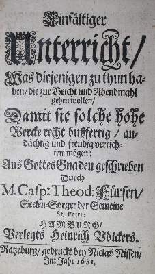 Bild Nr.1: 135-223 Fürsen,K.T.: (Alte Drucke, Handschriften und Theologie)