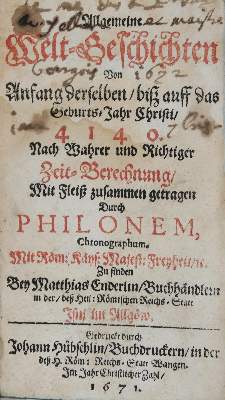 Bild Nr.1: 135-2340 Philonus Chronographus (Pseud.).: (Verschiedene Länder - Geschichte)