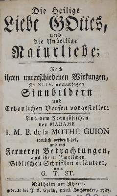 Bild Nr.1: 135-268 Guyon,J.M.B.de la Motte.: (Alte Drucke, Handschriften und Theologie)