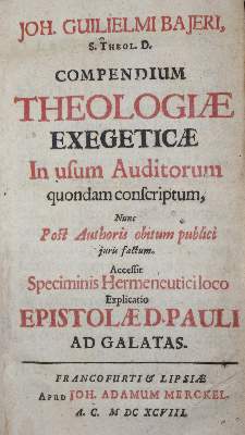 Bild Nr.1: 135-33 Baier,J.W.: (Alte Drucke, Handschriften und Theologie)