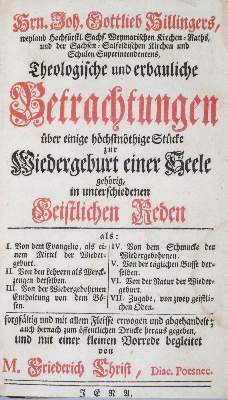 Bild Nr.1: 135-334 Hillinger,J.G.: (Alte Drucke, Handschriften und Theologie)