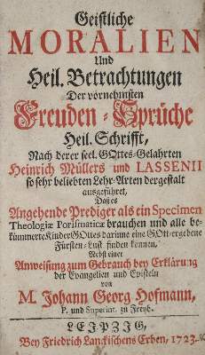 Bild Nr.1: 135-336 Hofmann,J.G.: (Alte Drucke, Handschriften und Theologie)