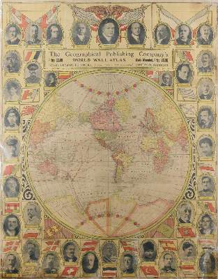 Bild Nr.1: 135-3519 Weltkarte in einer Hemisphäre.: (Ausland, Weltkarten)