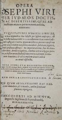 Bild Nr.1: 135-367 Josephus,F.: (Alte Drucke, Handschriften und Theologie)