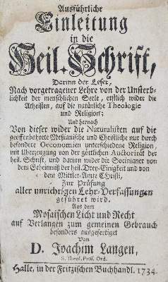 Bild Nr.1: 135-389 Lange,J.: (Alte Drucke, Handschriften und Theologie)