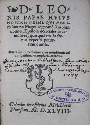 Bild Nr.1: 135-403 Leo I., Papst.: (Alte Drucke, Handschriften und Theologie)