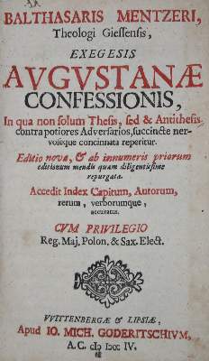 Bild Nr.1: 135-452 Mentzer,B. (d.Ä.).: (Alte Drucke, Handschriften und Theologie)