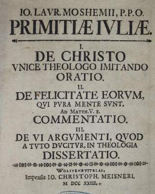 Bild Nr.1: 135-464 Mosheim,J.L.v.: (Alte Drucke, Handschriften und Theologie)