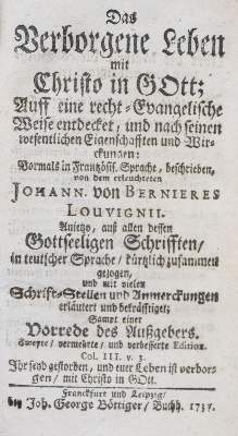 Bild Nr.1: 135-50 Bernieres-Louvigny,J.de.: (Alte Drucke, Handschriften und Theologie)