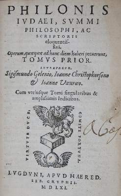 Bild Nr.1: 135-507 Philon von Alexandrien.: (Alte Drucke, Handschriften und Theologie)