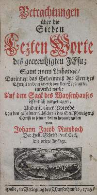 Bild Nr.1: 135-527 Rambach,J.J.: (Alte Drucke, Handschriften und Theologie)
