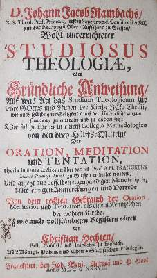 Bild Nr.1: 135-529 Rambach,J.J.: (Alte Drucke, Handschriften und Theologie)