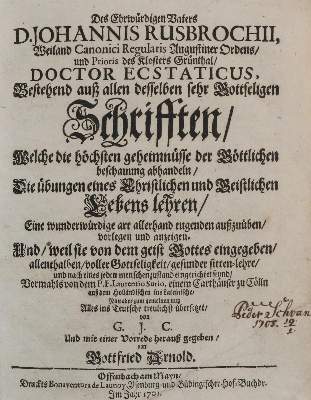 Bild Nr.2: 135-552 Ruysbroeck,J.v.: (Alte Drucke, Handschriften und Theologie)