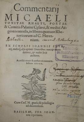 Bild Nr.1: 135-619 Toxites,M.: (Alte Drucke, Handschriften und Theologie)