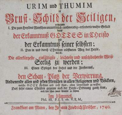 Bild Nr.1: 135-626 Urim und Thumim: (Alte Drucke, Handschriften und Theologie)