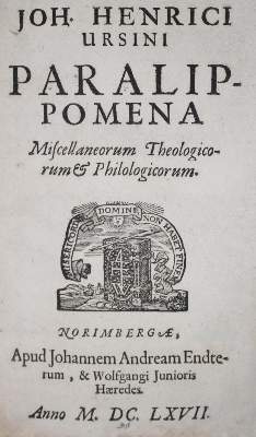 Bild Nr.1: 135-627 Ursinus,J.H.: (Alte Drucke, Handschriften und Theologie)