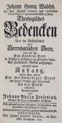 Bild Nr.1: 135-640 Walch,J.G.: (Alte Drucke, Handschriften und Theologie)