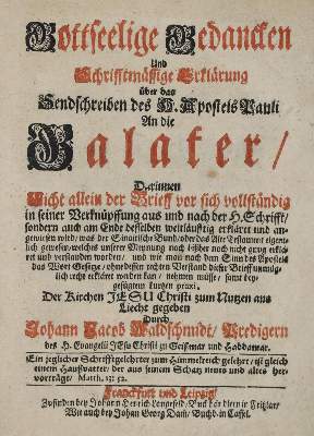 Bild Nr.1: 135-641 Waldschmidt,J.J.: (Alte Drucke, Handschriften und Theologie)