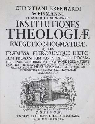 Bild Nr.1: 135-648 Weismann,C.E.: (Alte Drucke, Handschriften und Theologie)