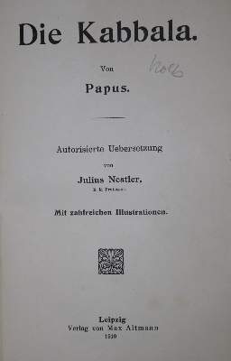 Bild Nr.1: 135-717 Papus (d.i. G.Encausse).: (Grenzwissenschaften und Okkultismus)