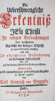 Bild Nr.1: 135-89 Bogatzky,C.H.v.: (Alte Drucke, Handschriften und Theologie)