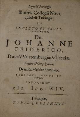 Bild Nr.1: 135-901 Johann Friedrich, Herzog von Württemberg.: (Studentika und Hochschulen, Tübingen)