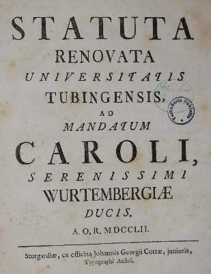 Bild Nr.1: 135-902 Statuta: (Studentika und Hochschulen, Tübingen)