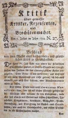 Bild Nr.1: 135-912 Kritik über gewisse Kritiker,: (Zeitschriften und Zeitungen)