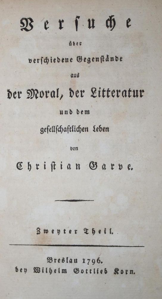 Große Abbildung Nr.1: 136-1005 Garve,C.: (Literatur und illustrierte Bücher bis 19.Jahrhundert)