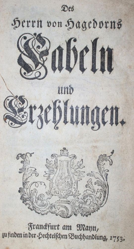 Große Abbildung Nr.1: 136-1026 Hagedorn,(F.)v.: (Literatur und illustrierte Bücher bis 19.Jahrhundert)