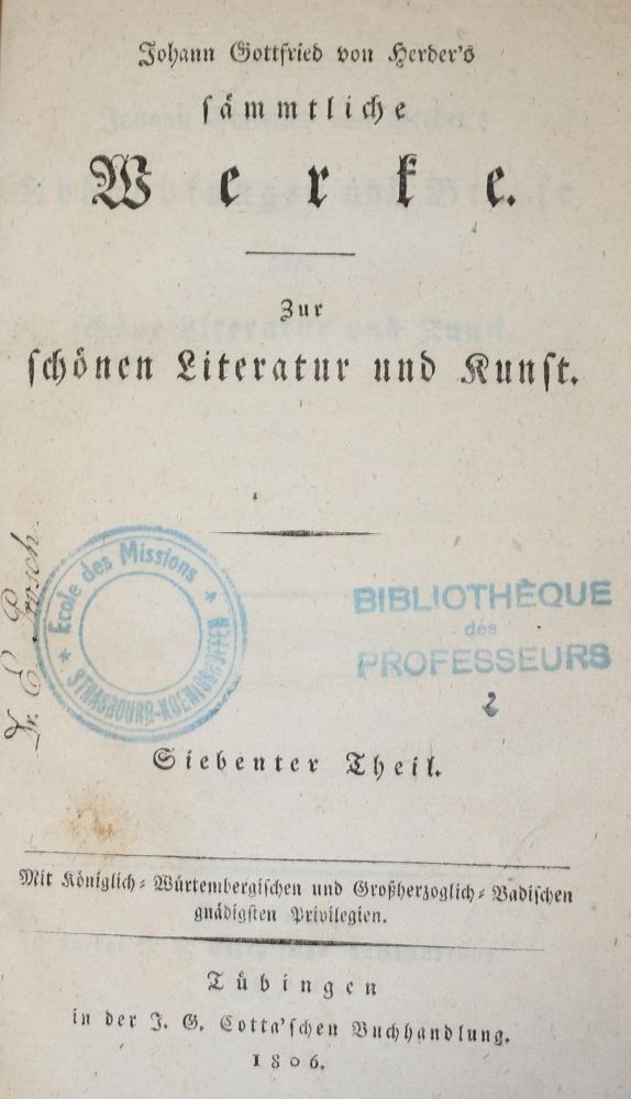 Große Abbildung Nr.1: 136-1037 Herder,J.G.: (Literatur und illustrierte Bücher bis 19.Jahrhundert)