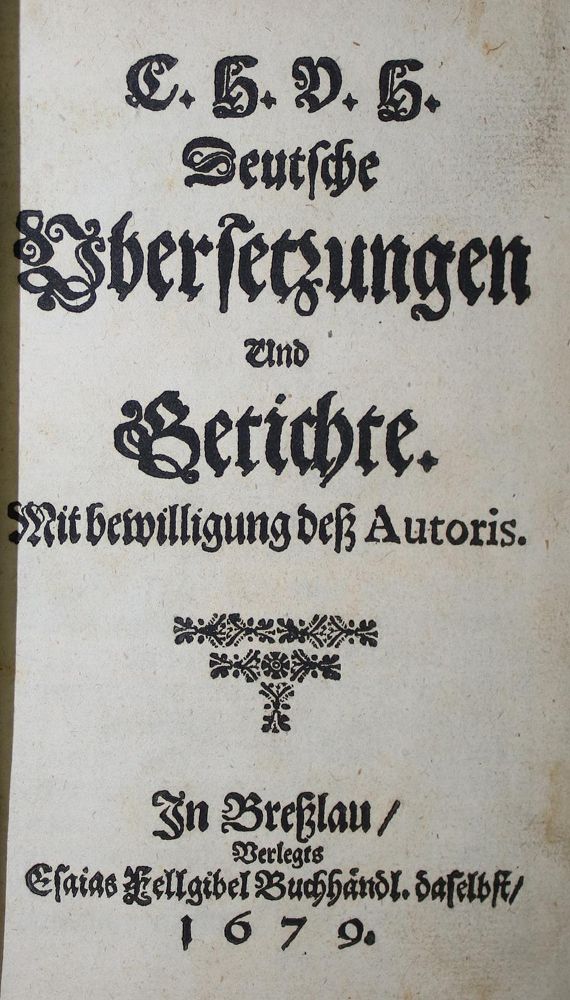 Große Abbildung Nr.1: 136-1041 (Hoffmann v. Hoffmannswaldau,C.).: (Literatur und illustrierte Bücher bis 19.Jahrhundert)