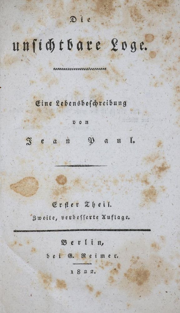 Große Abbildung Nr.1: 136-1048 Jean Paul (d.i. J.P.F.Richter).: (Literatur und illustrierte Bücher bis 19.Jahrhundert)