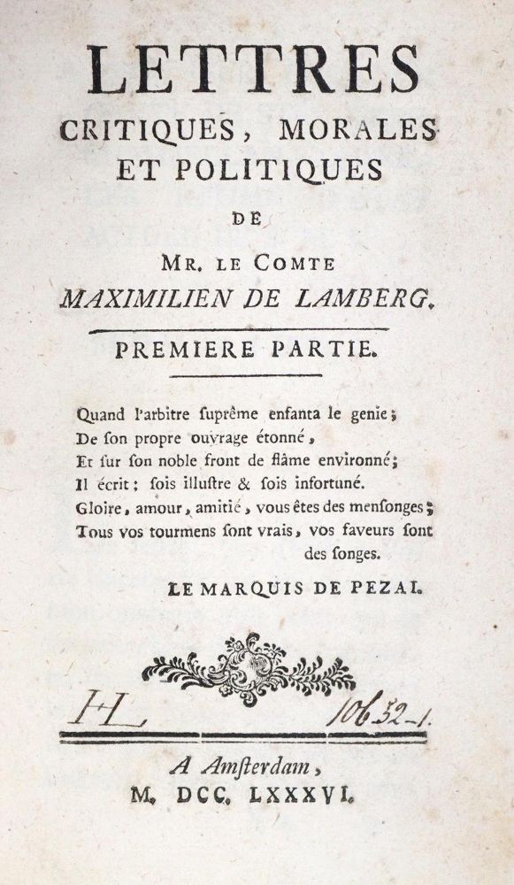 Große Abbildung Nr.1: 136-1071 Lamberg,M.(J.)v.: (Literatur und illustrierte Bücher bis 19.Jahrhundert)