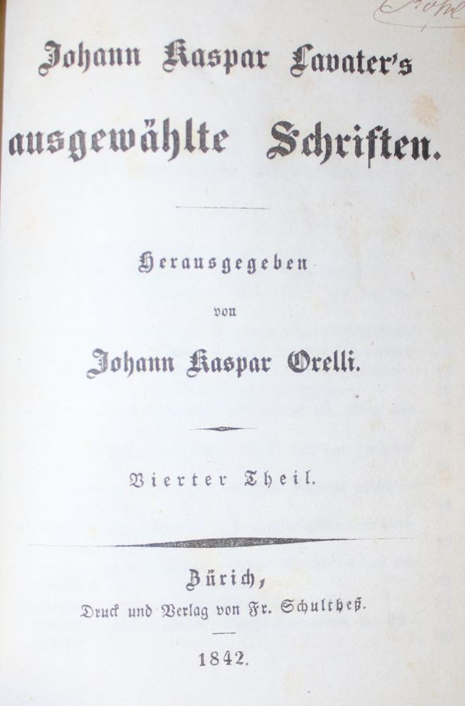 Große Abbildung Nr.111: 136-1076 Lavater,J.K.: (Literatur und illustrierte Bücher bis 19.Jahrhundert)