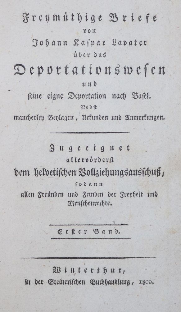 Große Abbildung Nr.1: 136-1077 Lavater,J.K.: (Literatur und illustrierte Bücher bis 19.Jahrhundert)