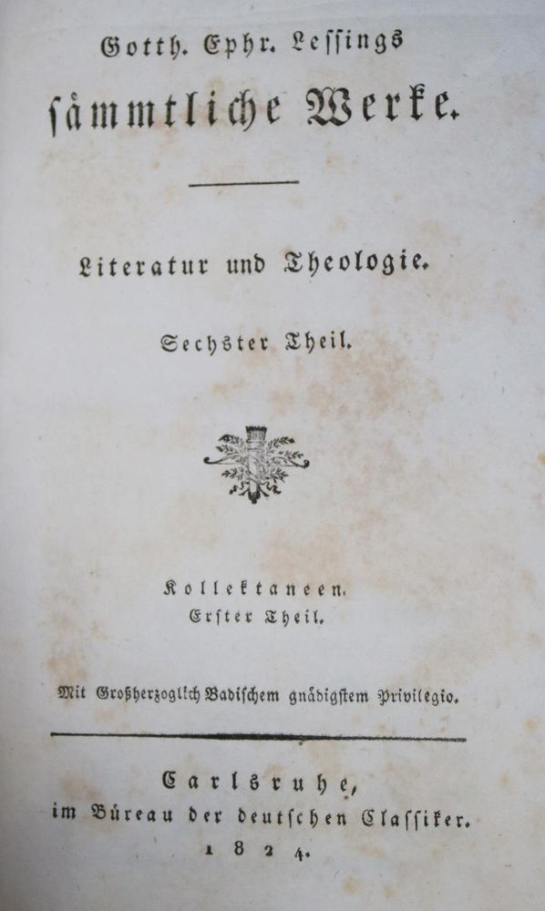 Große Abbildung Nr.1: 136-1084 Lessing,G.E.: (Literatur und illustrierte Bücher bis 19.Jahrhundert)