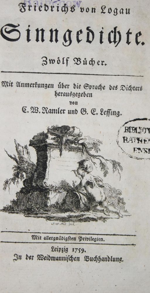 Große Abbildung Nr.1: 136-1086 Logau,F.v.: (Lessing)