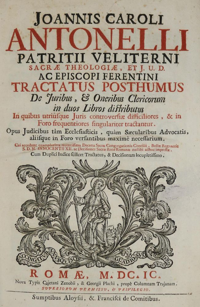 Große Abbildung Nr.1: 136-11 Antonelli,G.C.: (Alte Drucke, Handschriften und Theologie)