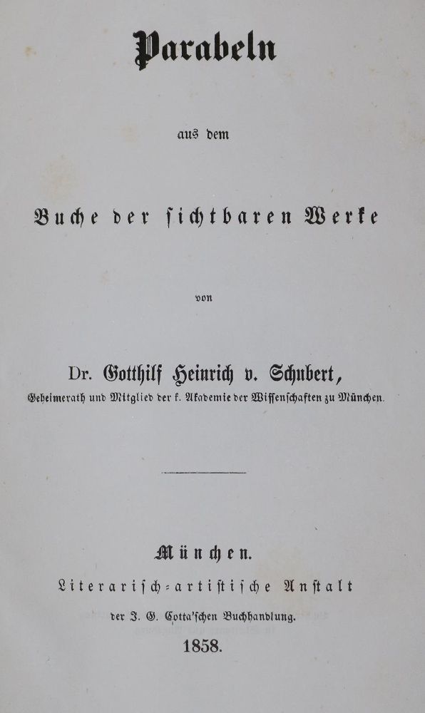 Große Abbildung Nr.1: 136-1134 Schubert,G.H.v.: (Literatur und illustrierte Bücher bis 19.Jahrhundert)