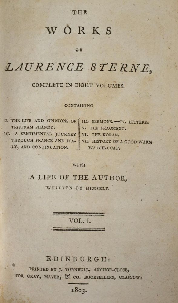 Große Abbildung Nr.2: 136-1140 Sterne,L.: (Literatur und illustrierte Bücher bis 19.Jahrhundert)