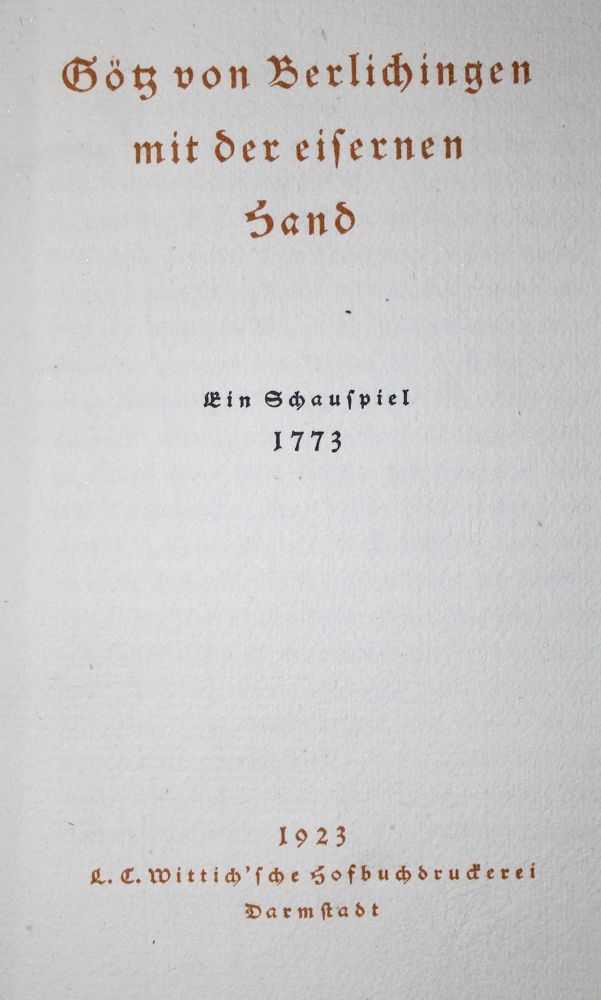 Große Abbildung Nr.1: 136-1244 (Goethe,J.W.v.).: (Literatur und illustrierte Bücher 20.Jahrhundert - Alte Literatur in modernen Ausgaben)