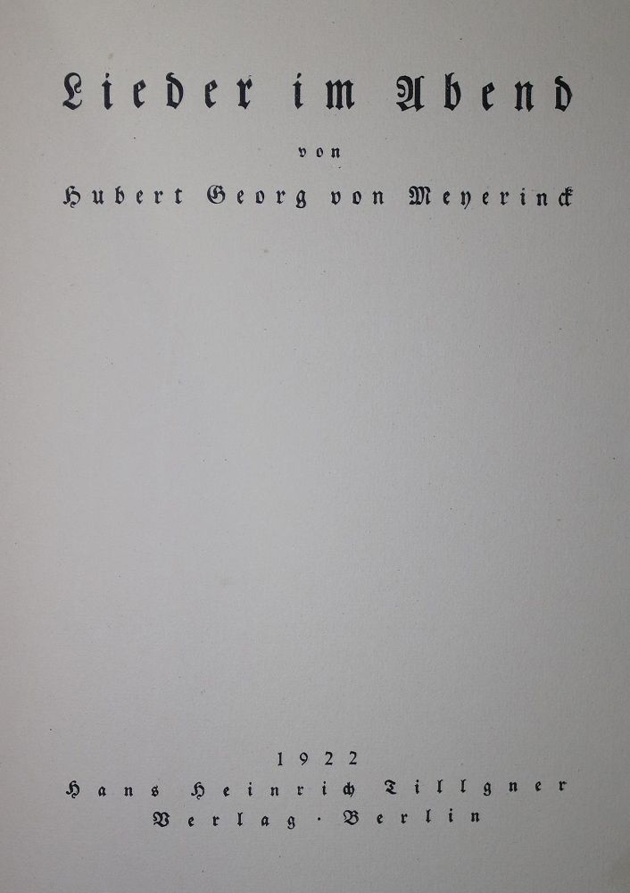 Große Abbildung Nr.1: 136-1306 Meyerinck,H.G.v.: (Literatur und illustrierte Bücher 20.Jahrhundert - Alte Literatur in modernen Ausgaben)