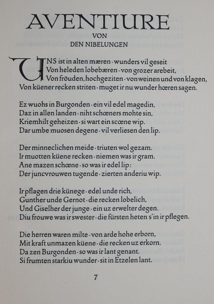 Große Abbildung Nr.1: 136-1319 Nibelunge Not. Der.: (Literatur und illustrierte Bücher 20.Jahrhundert - Alte Literatur in modernen Ausgaben)