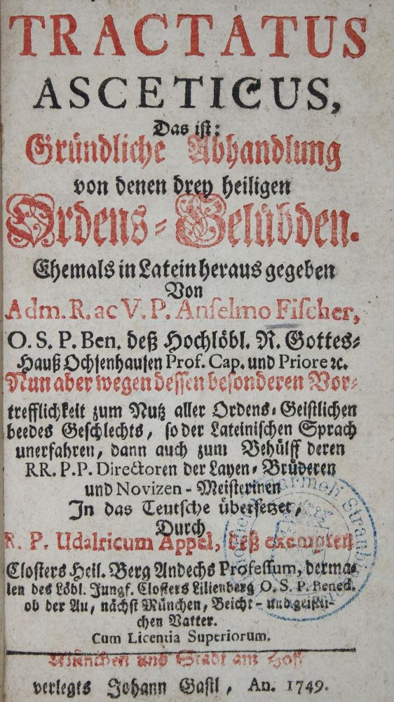 Große Abbildung Nr.1: 136-133 Fischer,A.: (Alte Drucke, Handschriften und Theologie)