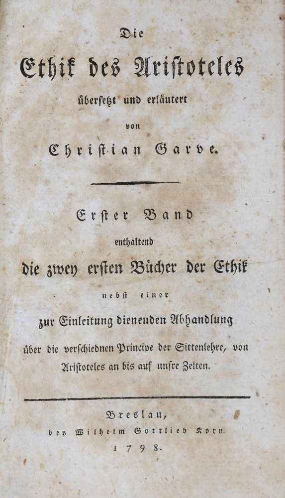 Große Abbildung Nr.1: 136-140 Garve,C.: (Alte Drucke, Handschriften und Theologie)
