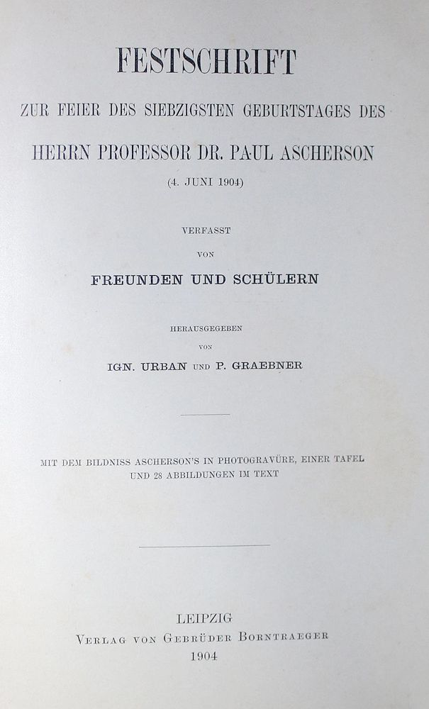 Große Abbildung Nr.1: 136-1402 Urban,I. u. P.Graebner.: (Botanik, Ascherson)