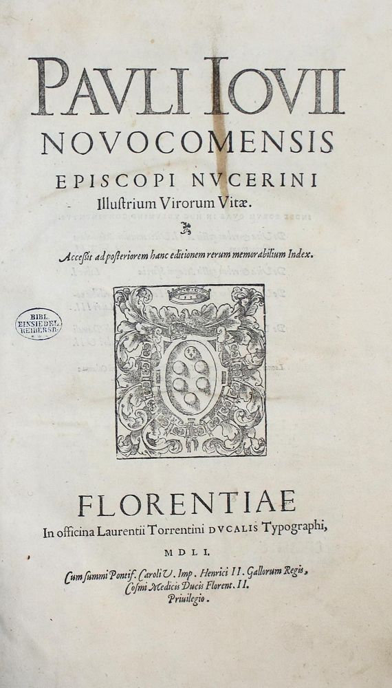 Große Abbildung Nr.1: 136-146 Giovio,P.: (Alte Drucke, Handschriften und Theologie)