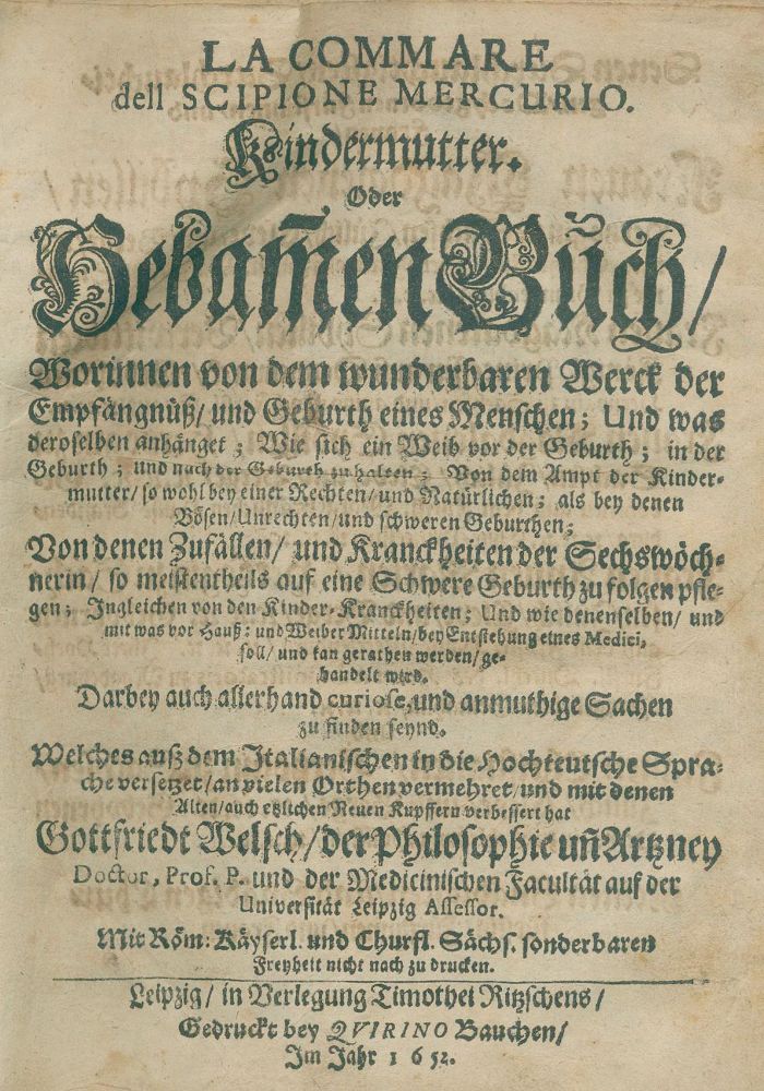 Große Abbildung Nr.1: 136-1464 Mercurio,S.: (Medizin, Gynäkologie)