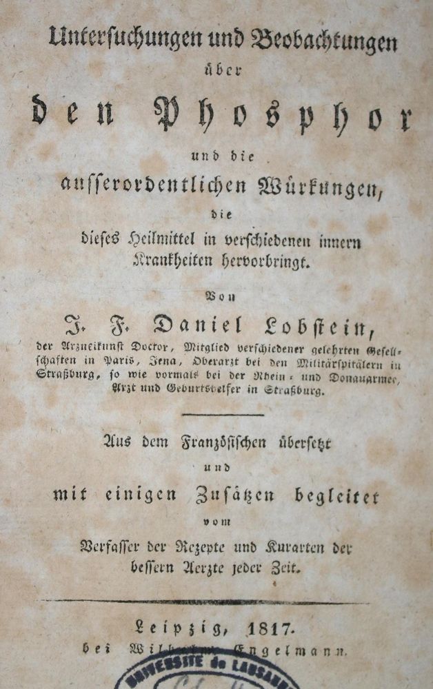 Große Abbildung Nr.1: 136-1499 Lobstein,J.F.D.: (Medizin, Phosphor)